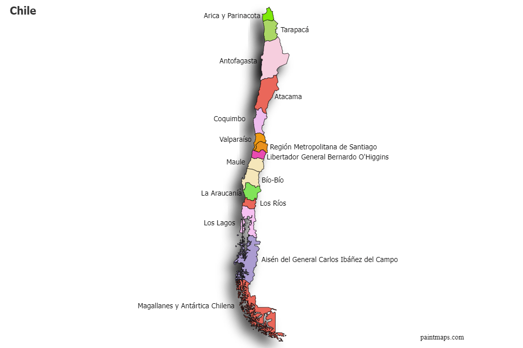 Las regiones chilenas se subdividen, a efectos del gobierno y administración, en provincias y estas a su vez, para efectos de la administración local, . Genera Grafico De Mapa De Chile
