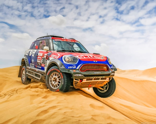 Mini Cooper In A Desert Rally Cars Painting By Numberss.png