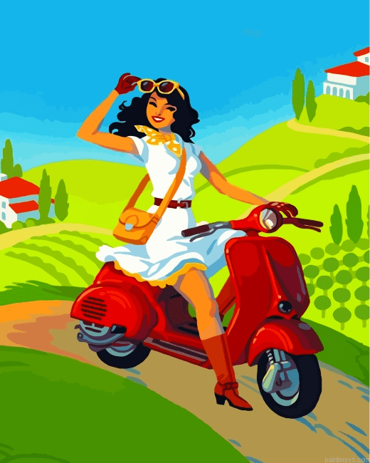 Woman Riding Motorcycle Painting By Numbers.png