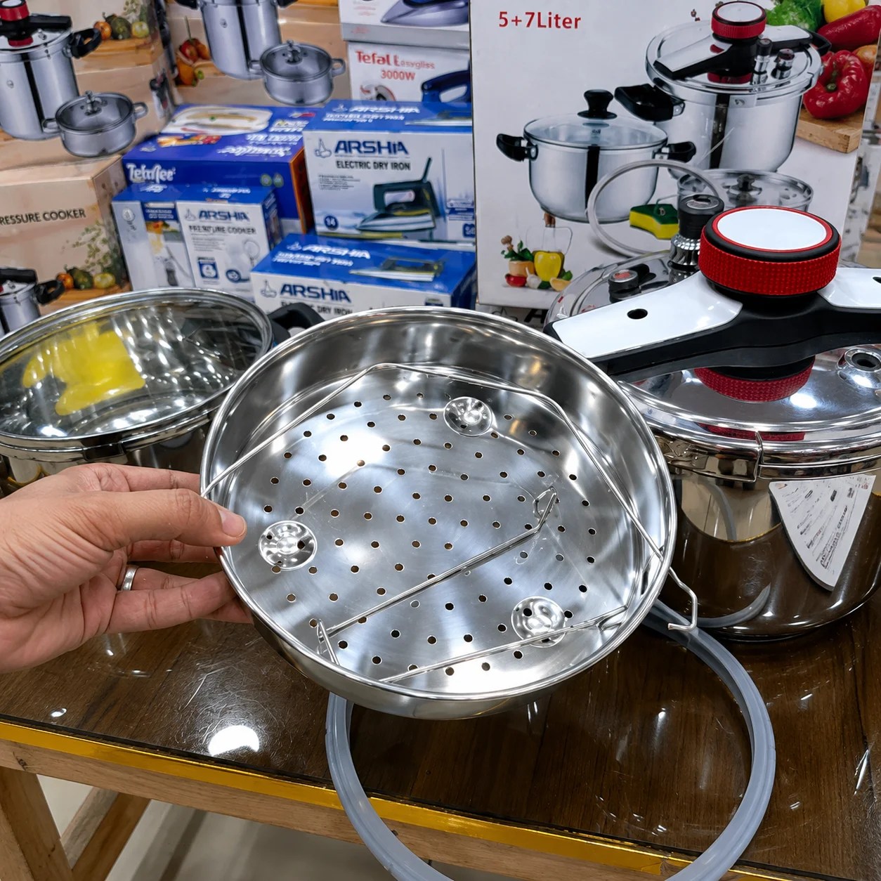 8PCS Stainless Steel Pressure Cooker Set (5L + 7L)