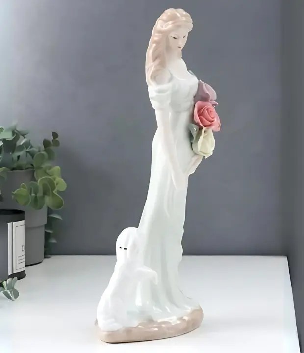 fine porcelain figurine | Vintage European lady figurine decor