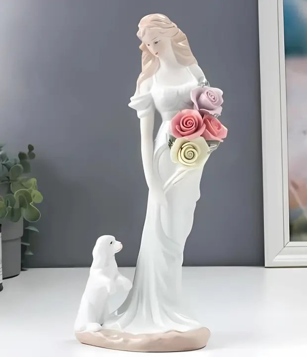 Fine porcelain figurines | Vintage European lady figurine porcelain decor