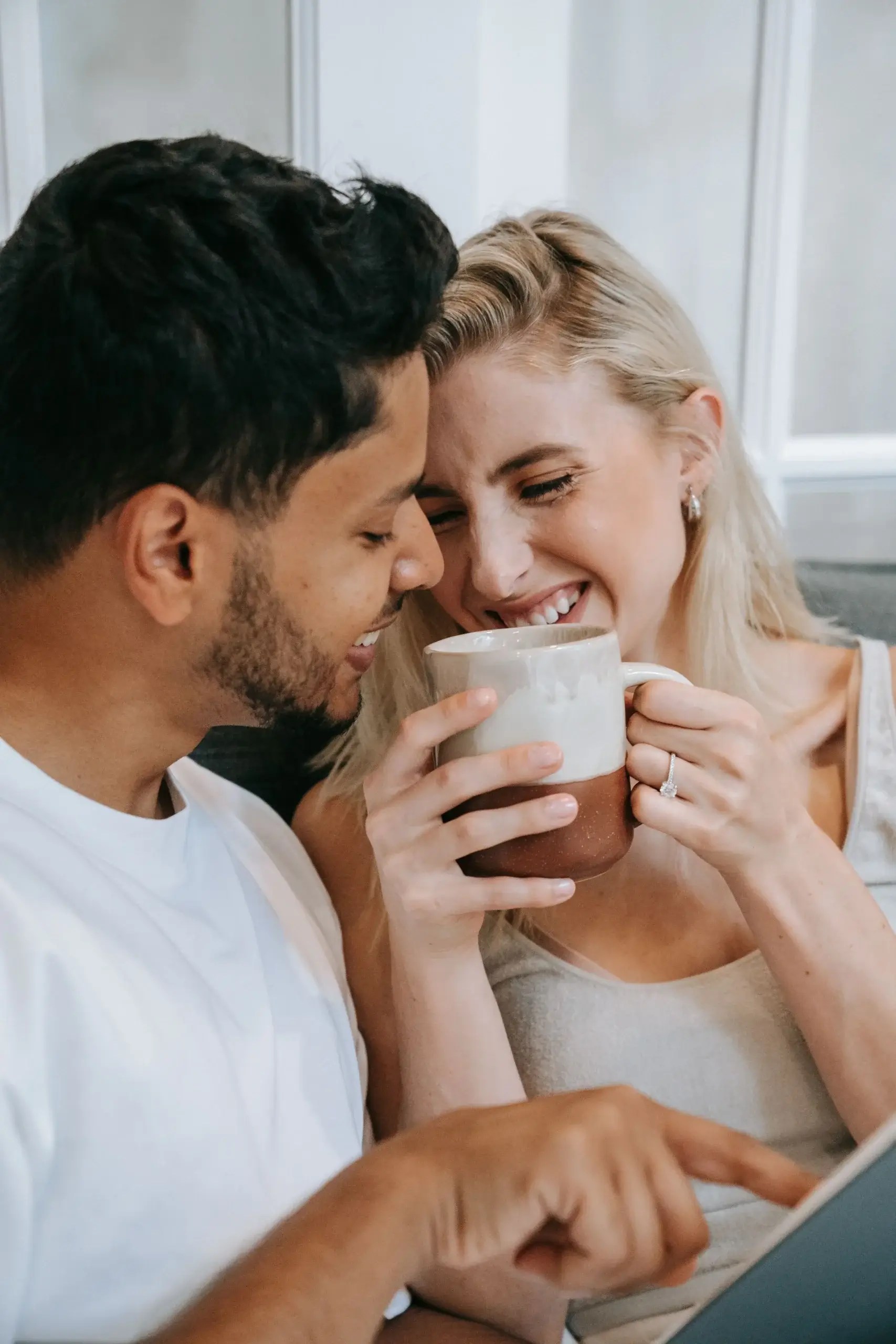 Happy couple sharing a close moment together while building emotional connection