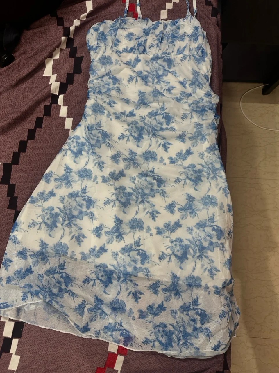 White Floral Fit Flare Mini Dress photo review