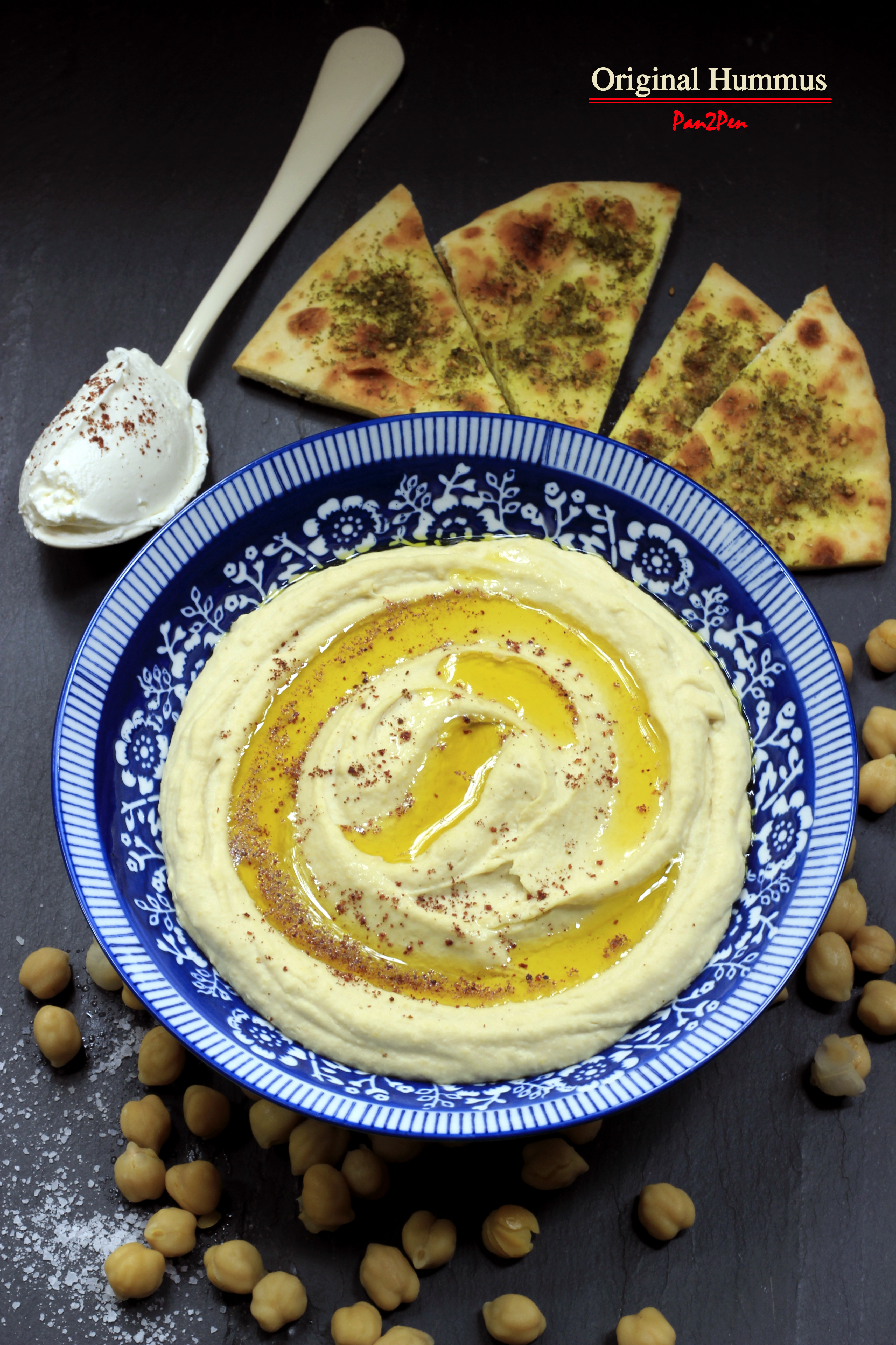 Hummus with Mediterranean flat bread & Meze Labne