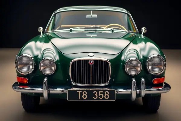 a green car with a black background