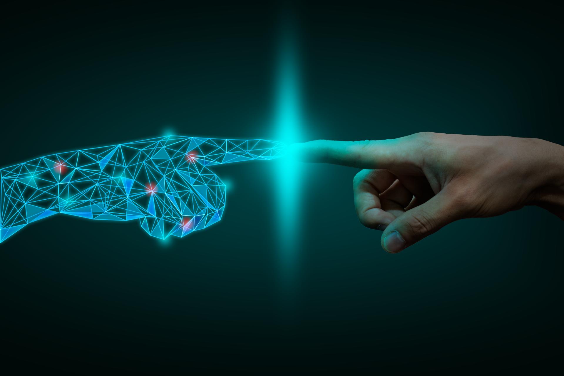 Digital+hand+touching+Human+hand