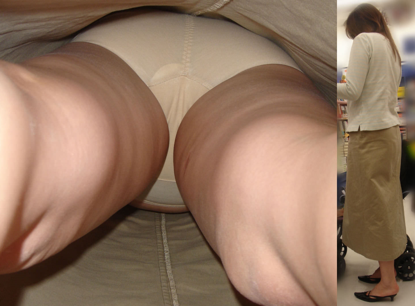 人妻熟女の逆さ撮りパンチラ盗撮動画&画像集