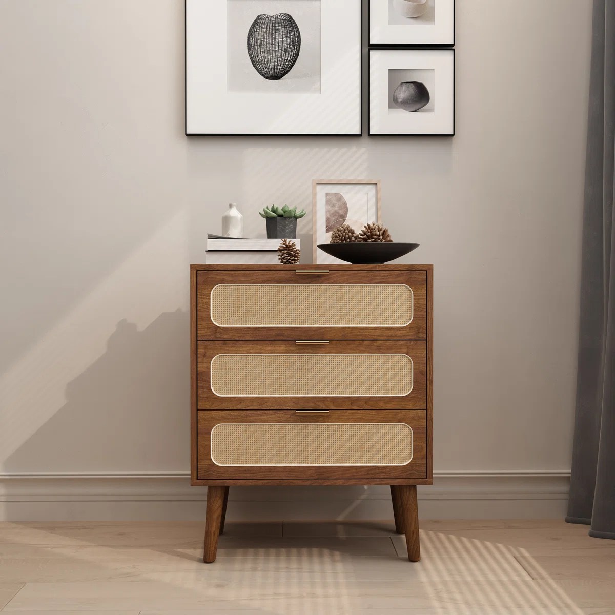Solara Rattan-Front 3-Drawer Chest