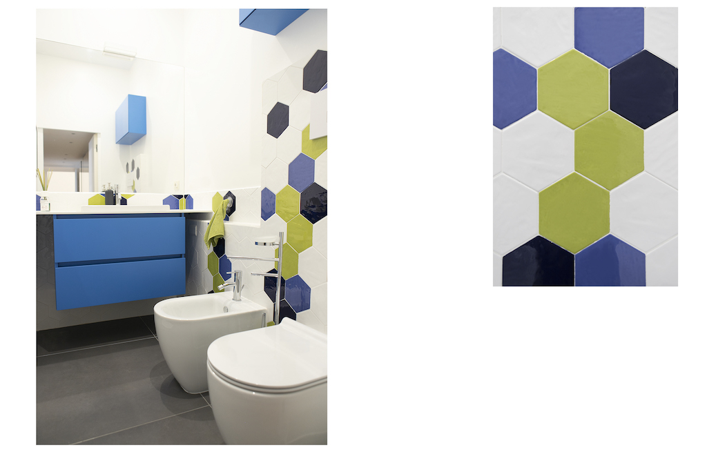 Abitazione privata in Brera, bagno, forme e colore
