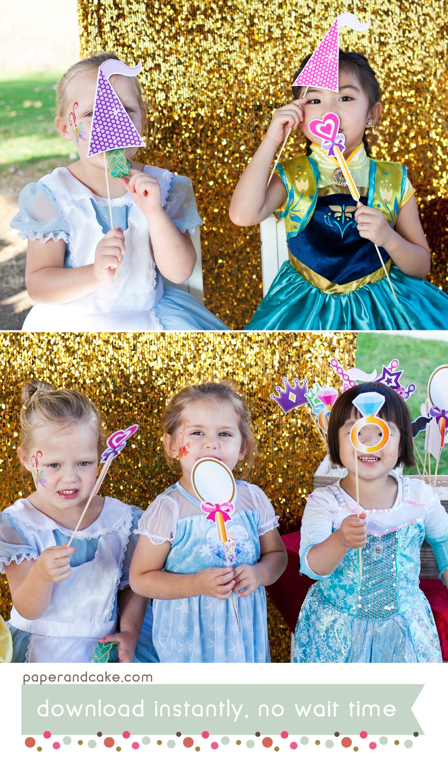 Princess Photo Booth Props - Paper and Cake