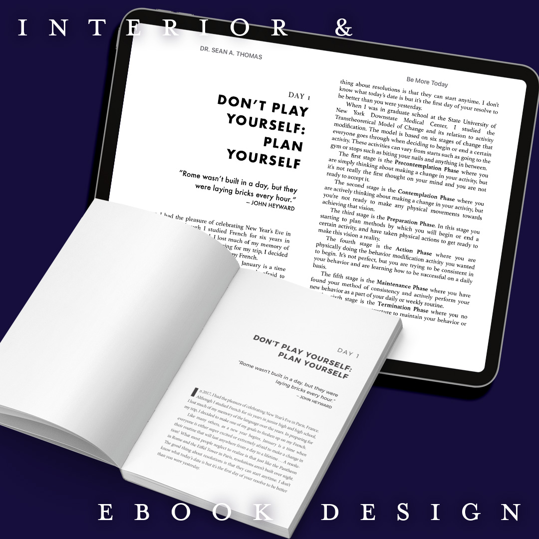 A print and ebook preview of BE MORE TODAY by Sean Thomas