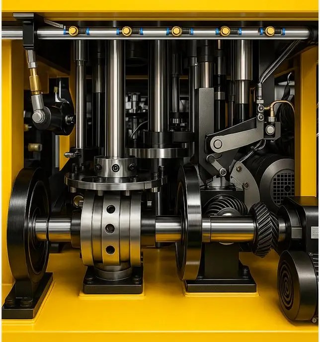 Robust machine structure ensuring stable operation of a high speed paper cup forming machine