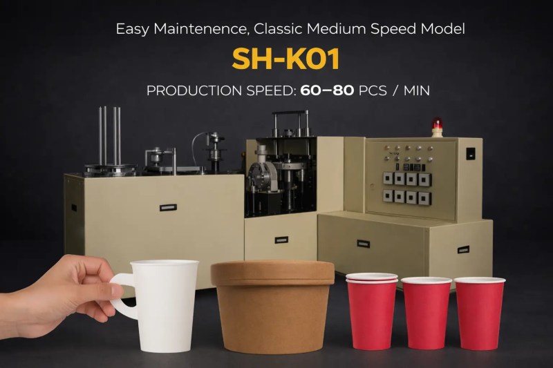 SH-K01 máquina formadora de vasos de papel de velocidad media de Woosung Machinery
