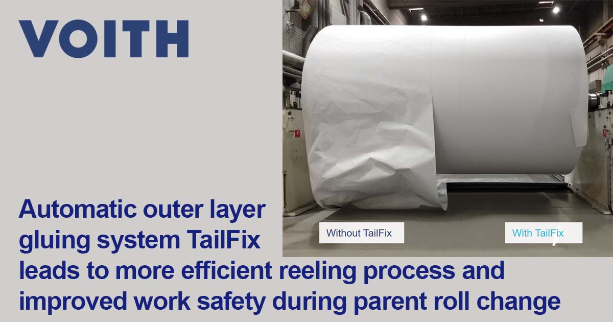 Automatic outer layer gluing system TailFix leads to more efficient reeling process and improved work safety during parent roll change | #site_titleAutomatic outer layer gluing system TailFix leads to more efficient reeling process and improved work safety during parent roll change Automatic outer layer gluing system TailFix leads to more efficient reeling process and improved work safety during parent roll change