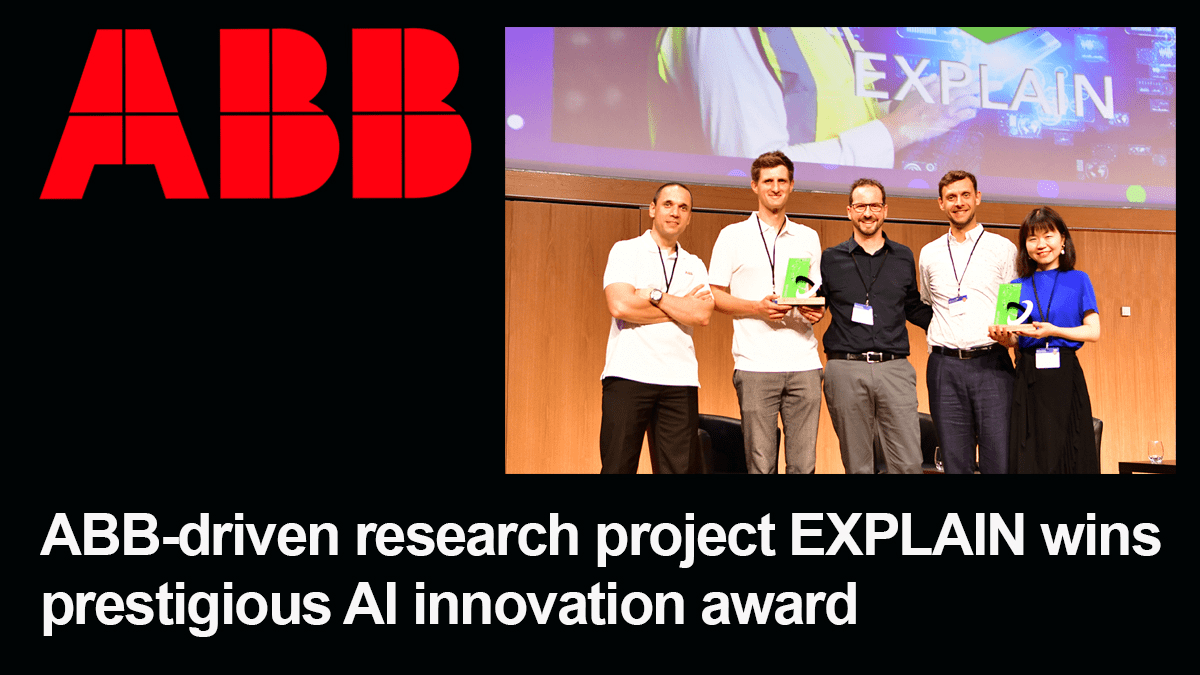 ABB-driven research project EXPLAIN wins prestigious AI innovation award