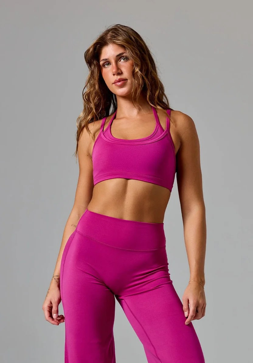 Reluna™ Monochrome Double-Layer Sports Bra Berry Sports Bras Paragon Leggings 