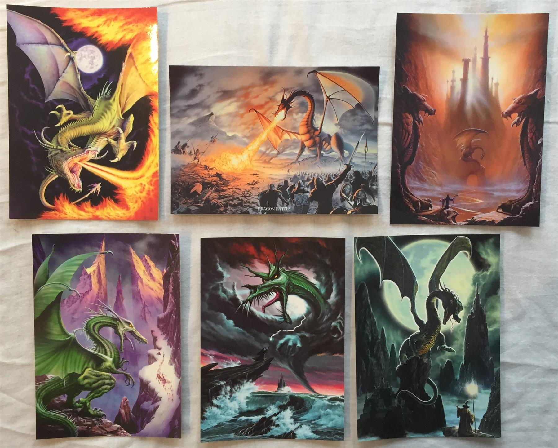 Dragons Fantasy Art Illustrated Postcards x 6