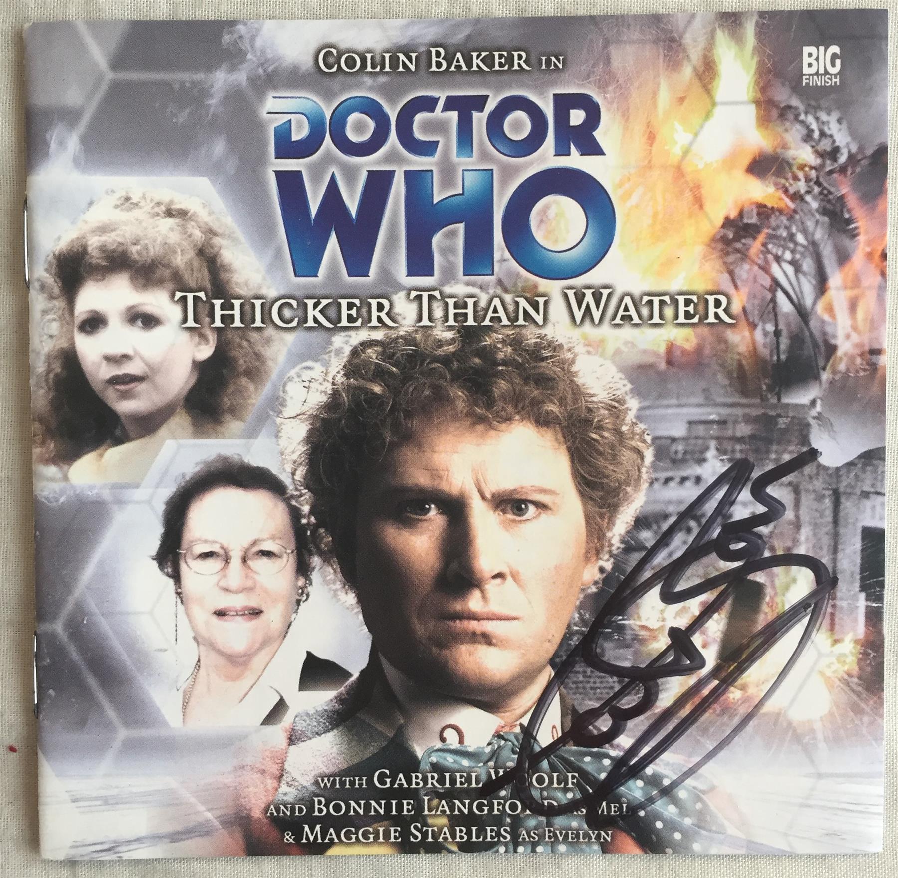 Doctor Who - Thicker Than Water CD Sleeve SIGNED by Colin Baker