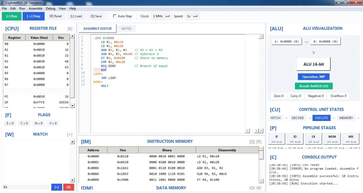 16-bit register-based RISC CPU Simulator 2 16-bit register-based RISC CPU Simulator