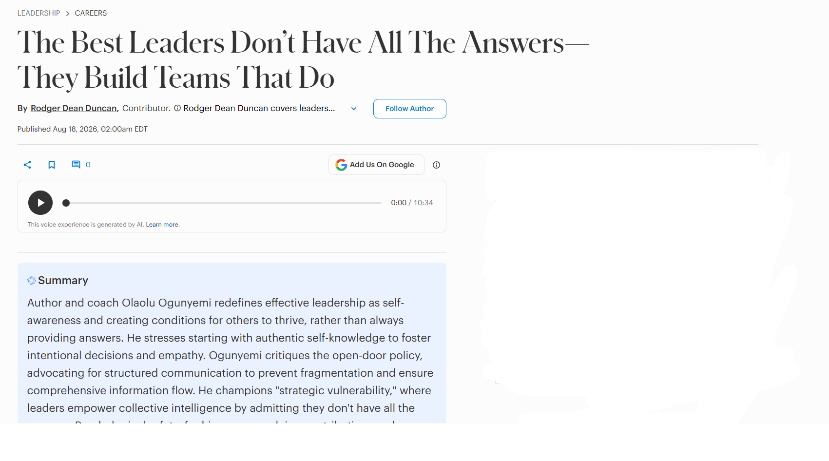 Celebrating Effective Leadership Principles Featured in Forbes