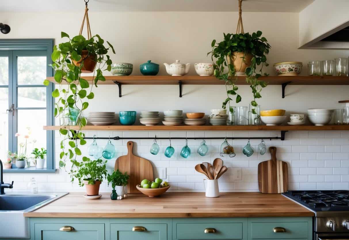 Small kitchen decor, space-saving kitchen ideas, stylish kitchen design, kitchen organization, modern small kitchen