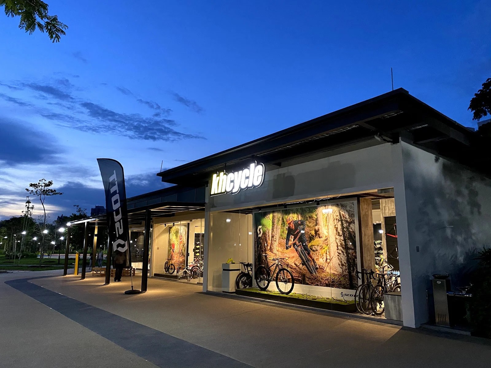 Khcycle bicycle shop entrance and rental display