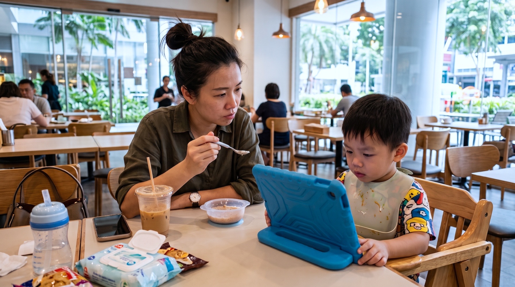 Screens During Meals: When Getting Food In Comes First