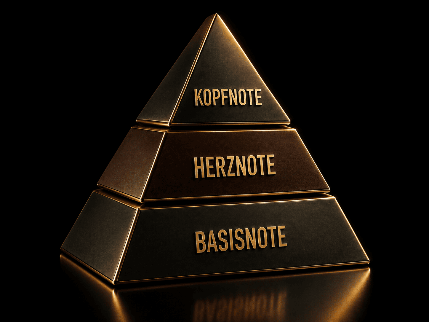Duftnotenpyramide mit Kopfnote, Herznote und Basisnote