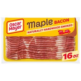 A gratuitous photo of a package of Oscar Mayer maple bacon. There is no link, purchase bacon at your local supermarket.
