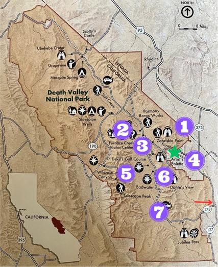 Death Valley National Park 1 Day Itinerary Parks And Planes Map 