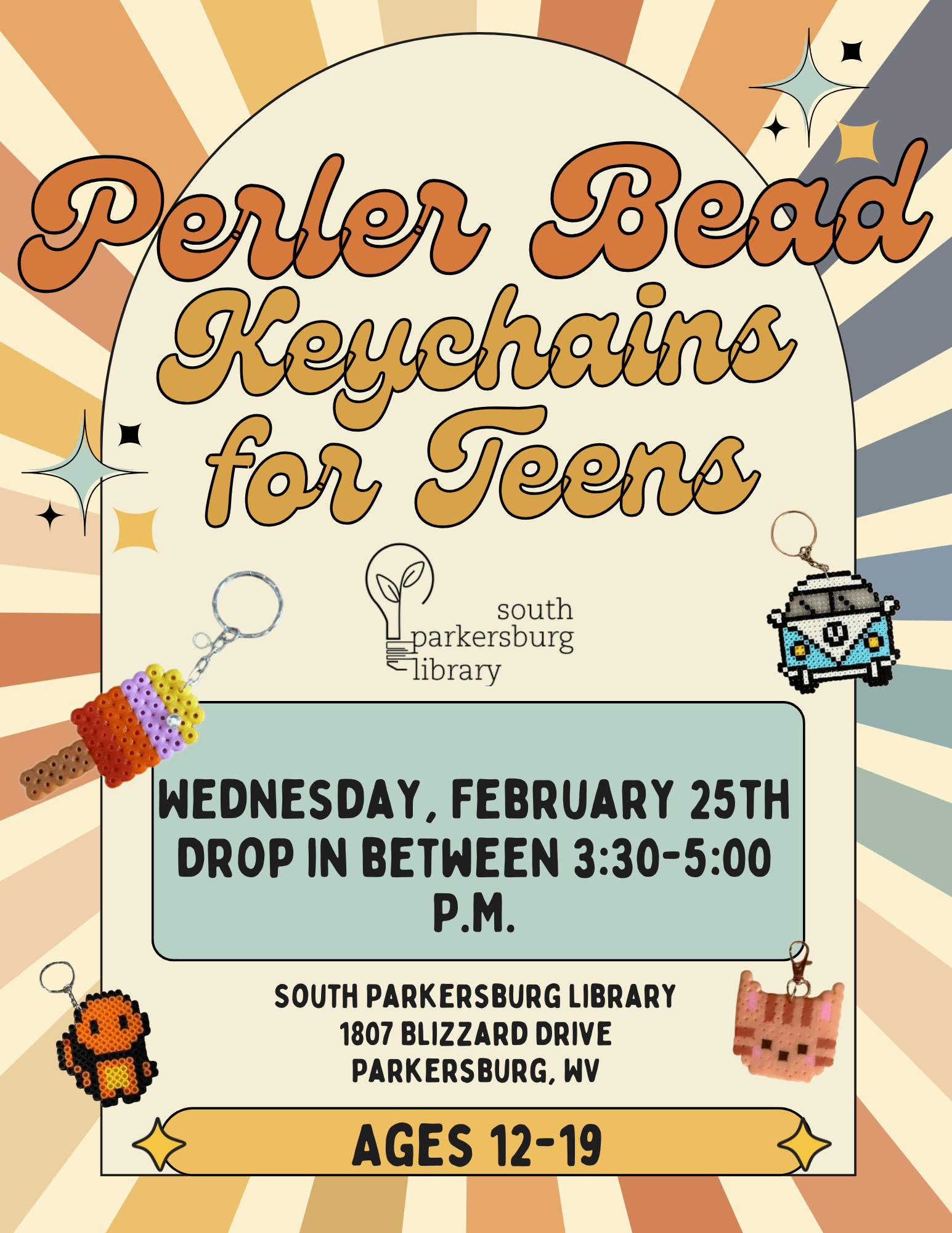Perler Bead Keychains for Teens (South Parkersburg Library)