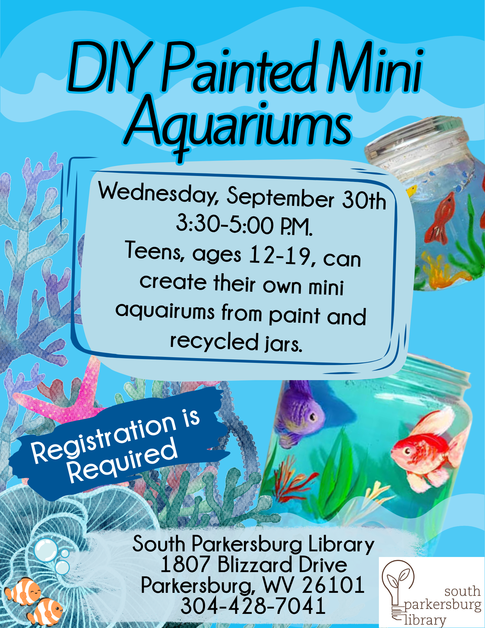 DIY Painted Mini Aquariums (South Parkersburg Library)