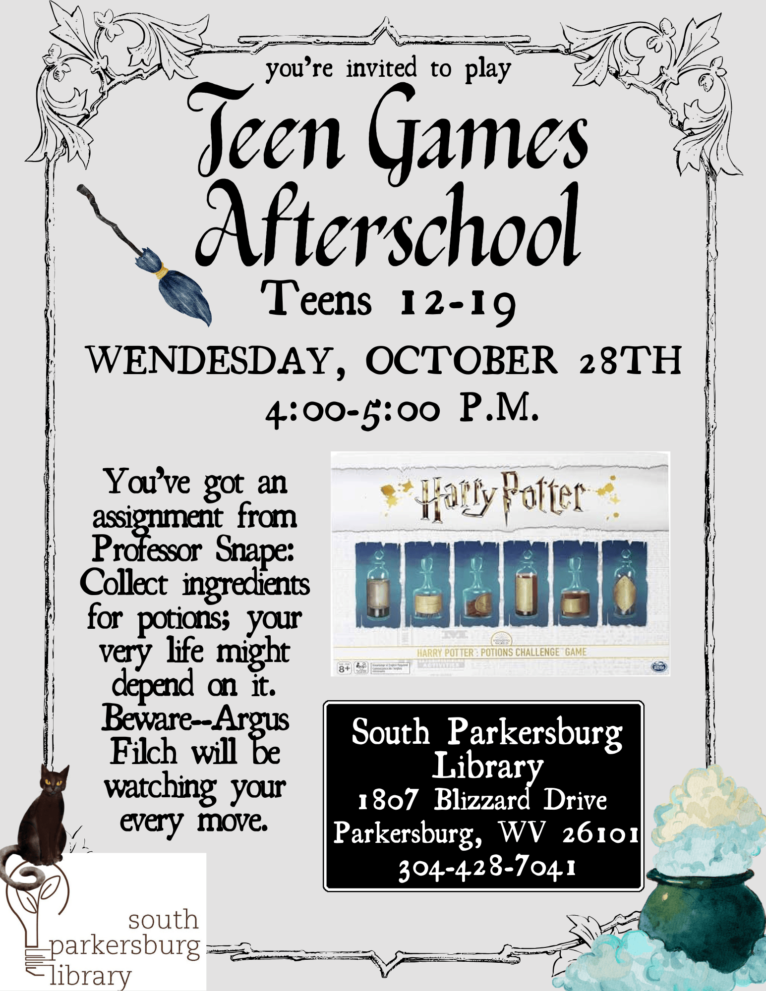Teen Games Afterschool (South Parkersburg Library)