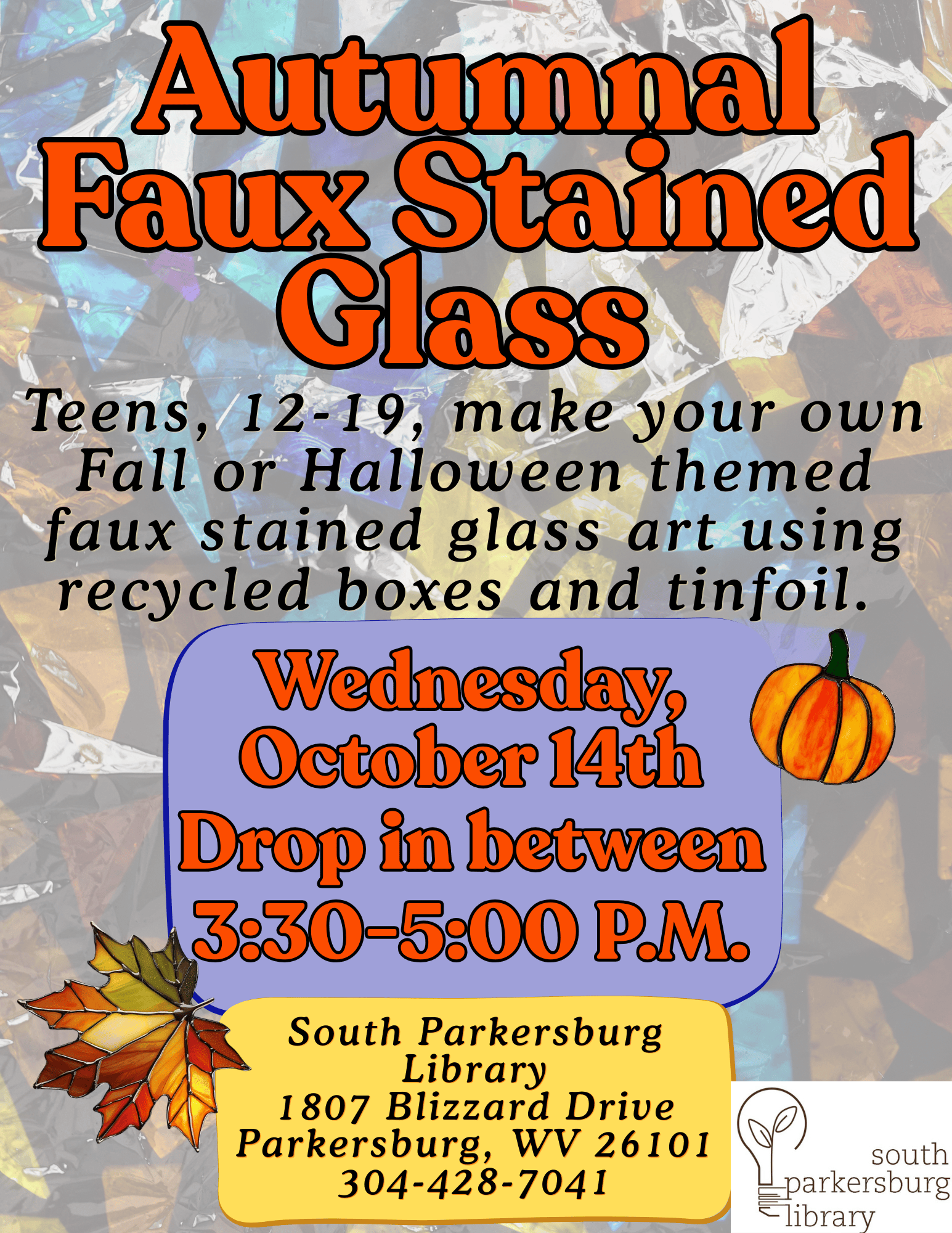 Teen Autumnal Faux Stained Glass Program (South Parkersburg Library)
