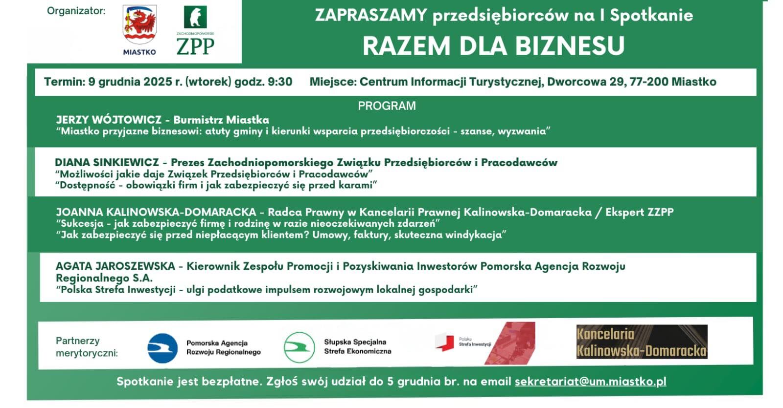 RAZEM DLA BIZNESU – I MIASTECKIE SPOTKANIE – 09.12.2025