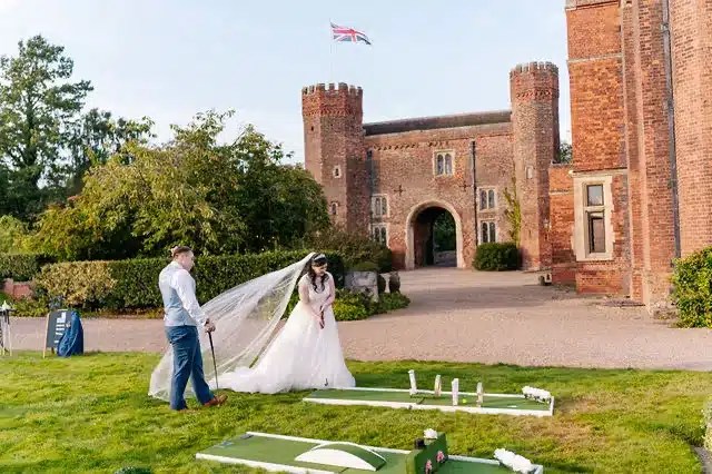Alt=wedding mini golf at Hodsock priory"