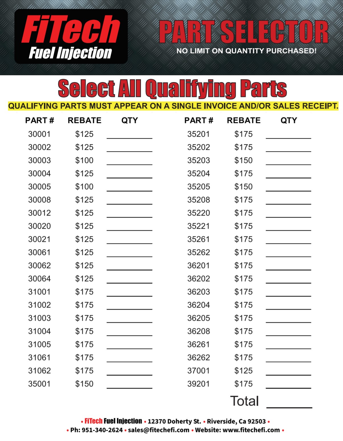 FiTech: 2020 Spring Break Rebate on Qualifying Parts—No Quantity Limit!