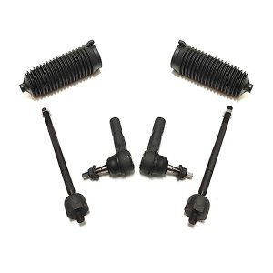 6 Pc Front Steering Inner & Outer Tie Rod + Rack Boots Compatible with RWD MODELS