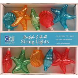 string seashell lights colored brightly beach themed ocean sea decorations under