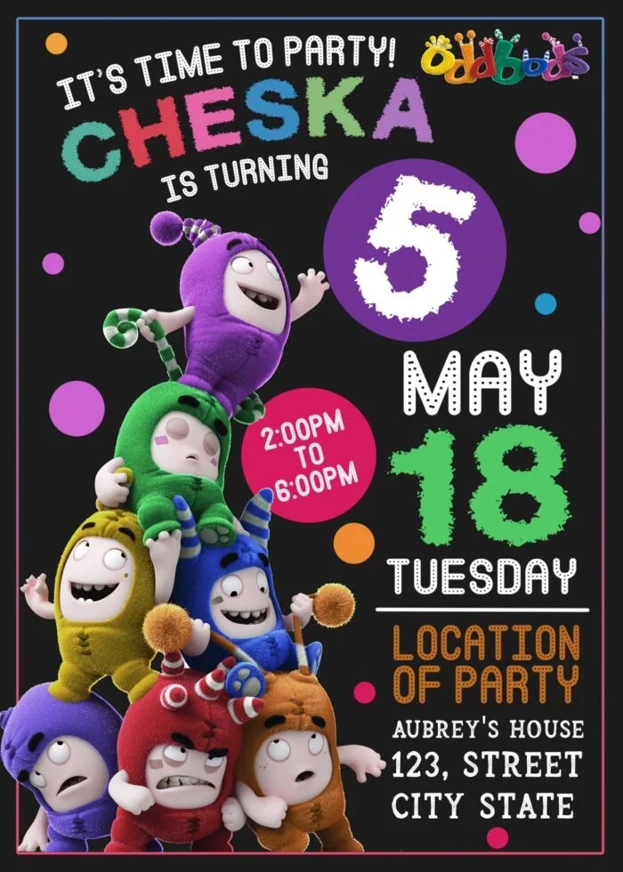 Amazing Designs US Oddbods Birthday Party Invitation 2