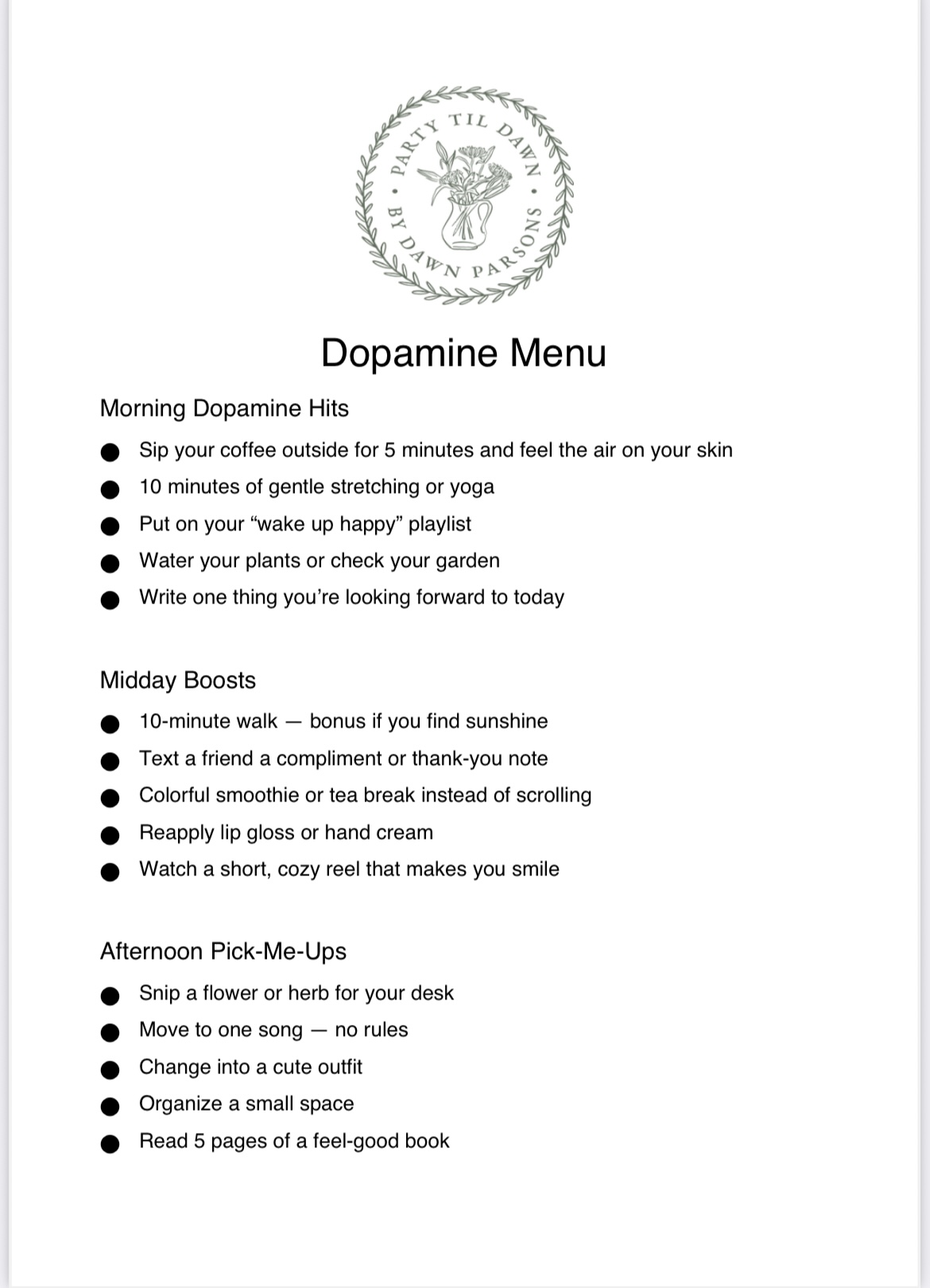 dopamine menu