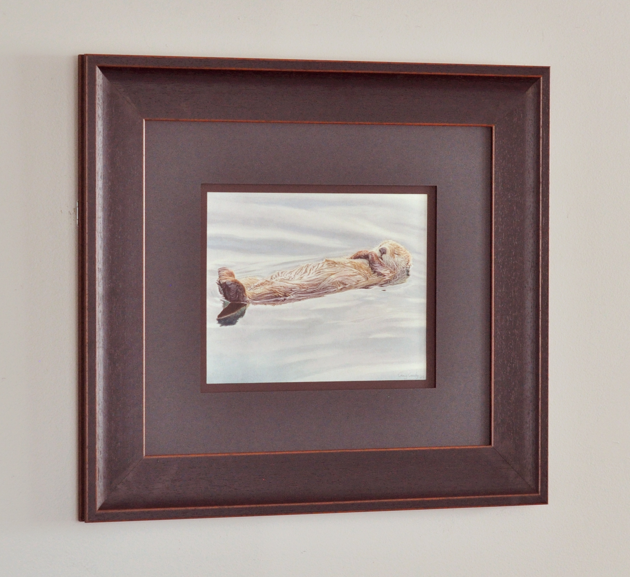 Sleeping Sea Otter Original Watercolour (framed)