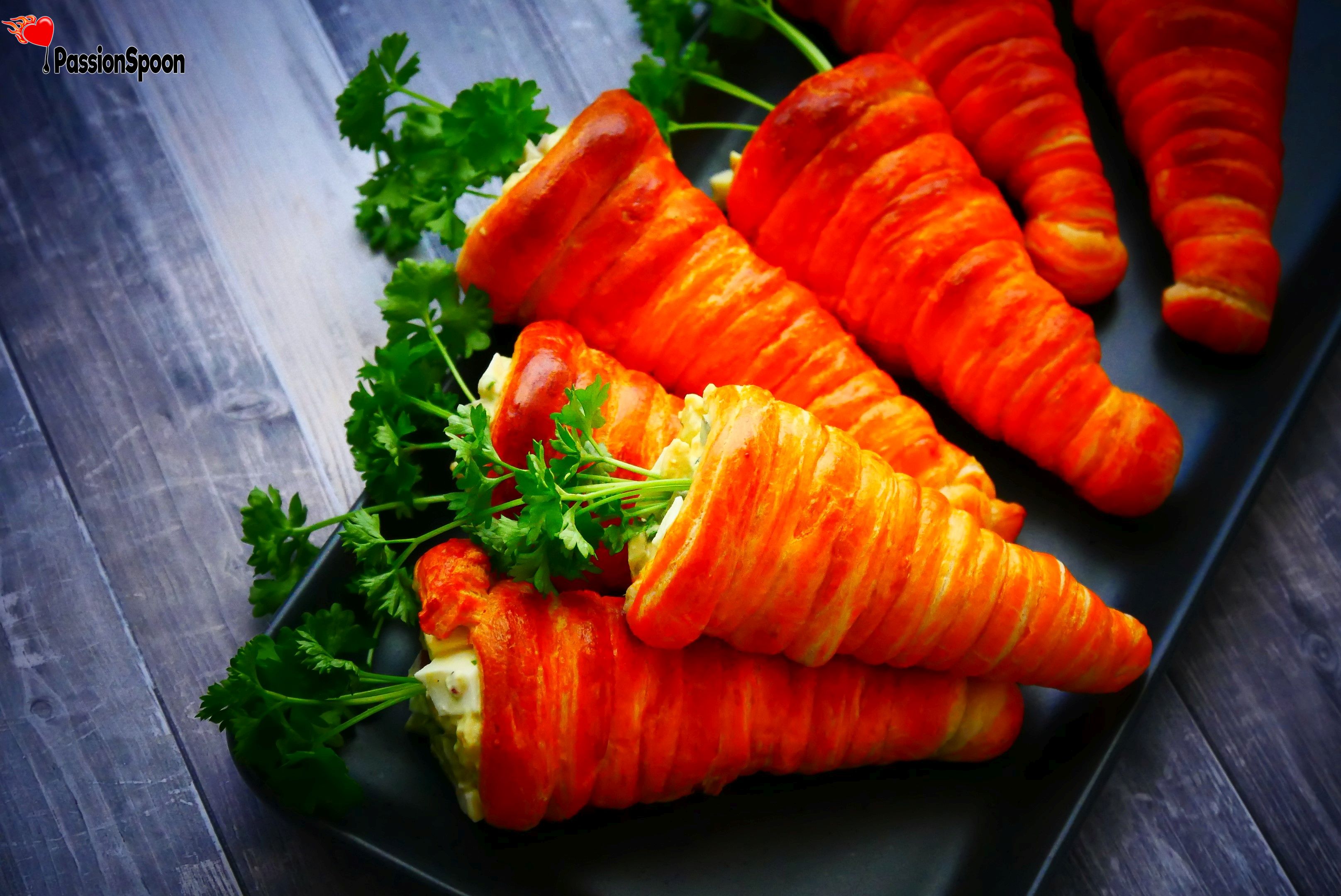 Easter carrot croissants; Easter treat, vegetarian PassionSpoon recipes