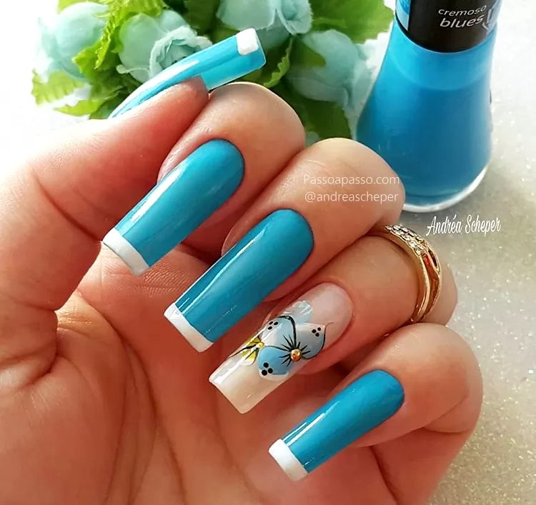 pic Unha Em Gel Decorada Verde unhas decoradas verde agua simples