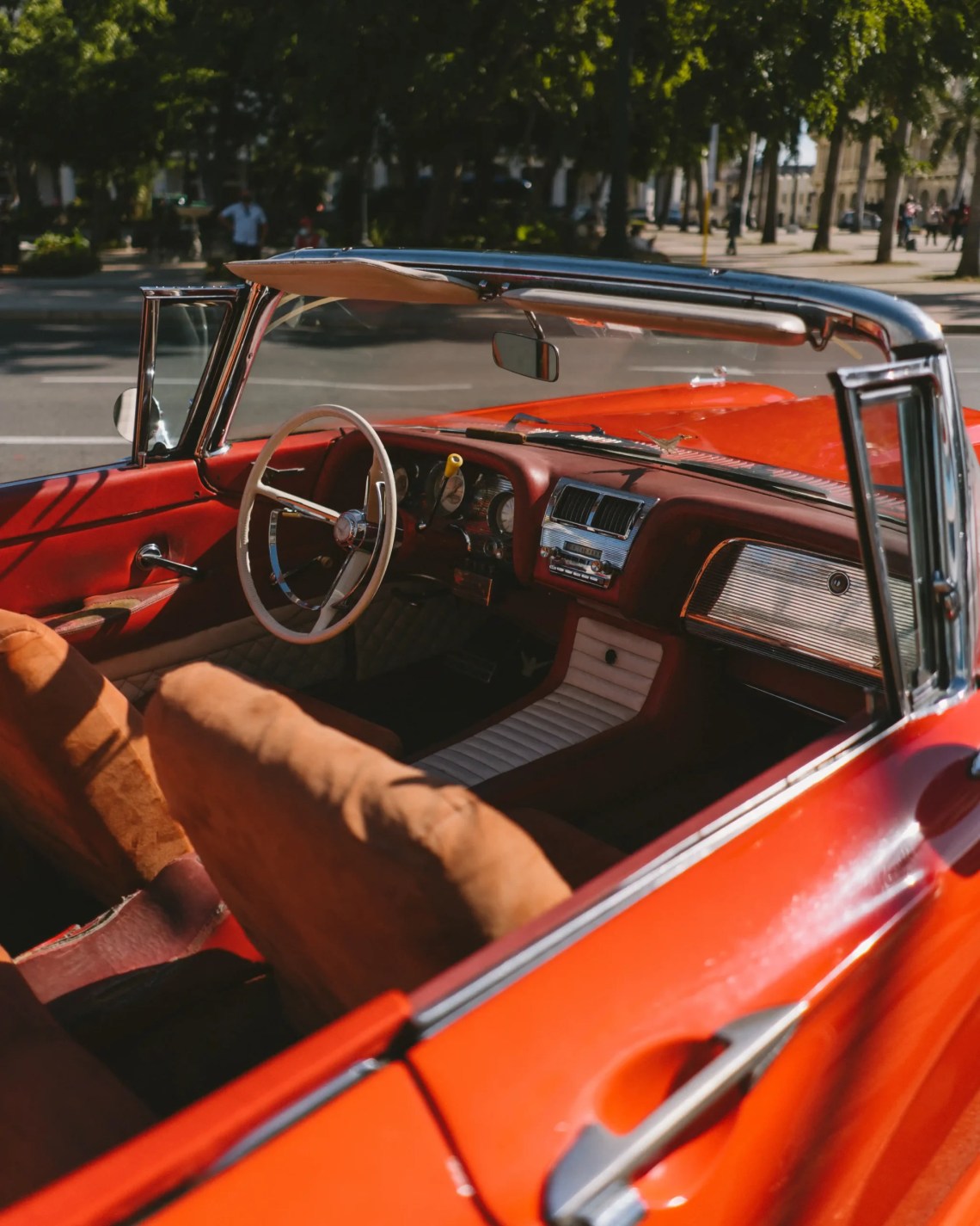 inside classic rental car