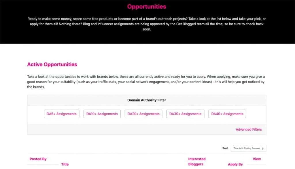 Get Blogged Review: How to make money from blogging with Get Blogged? 2 Get blogged opportunities