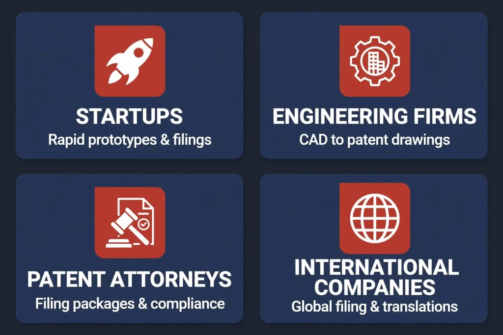 Who needs to convert engineering drawings into patent drawings - startups inventors engineering firms
