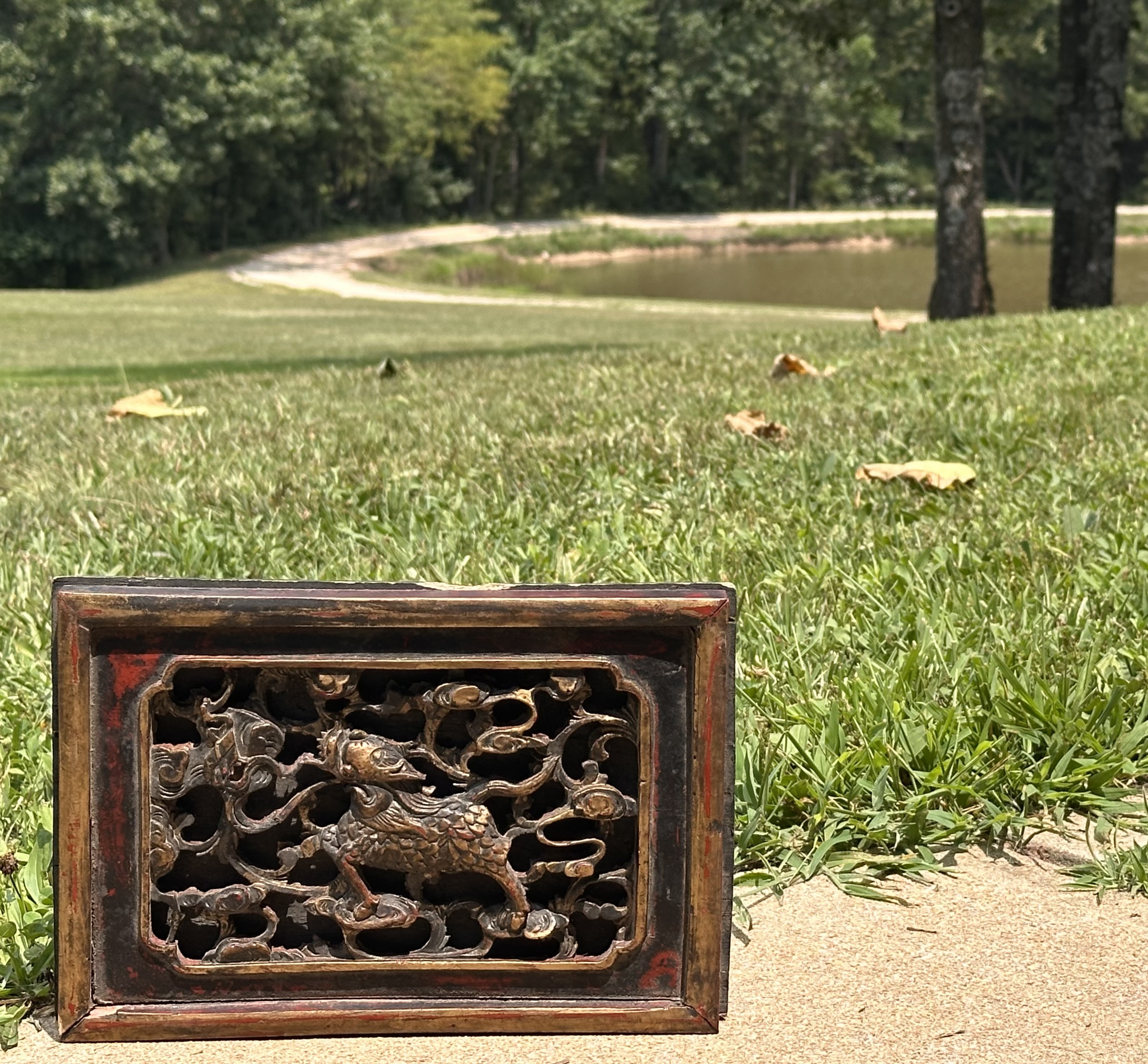 Antique Chinese Gilt Lacquered Qilin Architectural Panel - Image 17