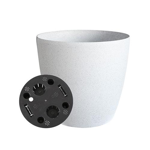 Flower Pot With Inner Tray Plastic Round White D28 x H26cm (11"x 10")